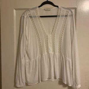 Mango White Blouse with Lace Detail
